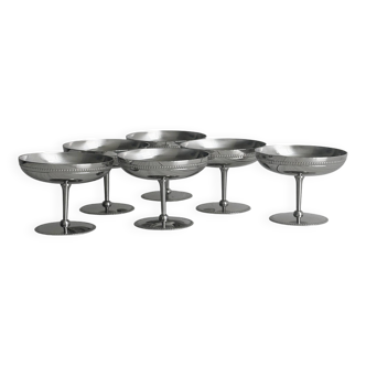 6 coupelles métal inox vintage