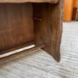 Brutalist desk in elm, signed Aranjou.