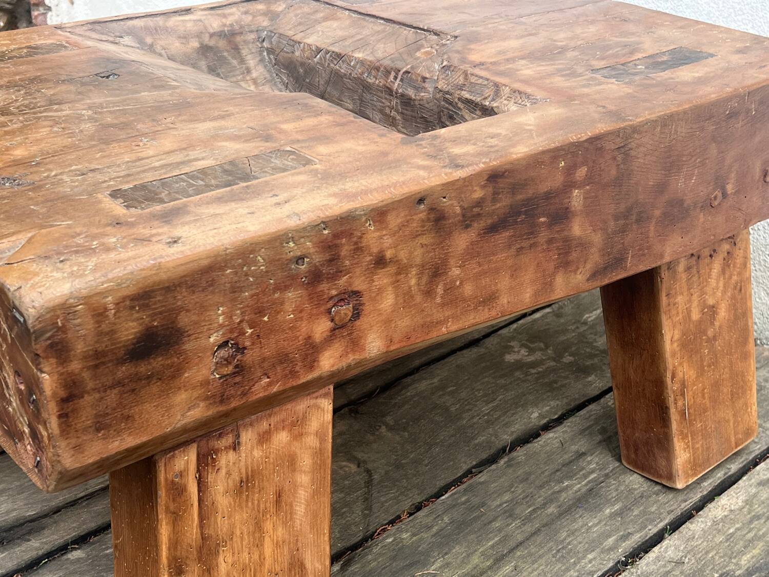 Brutalist coffee table made of solid wood
