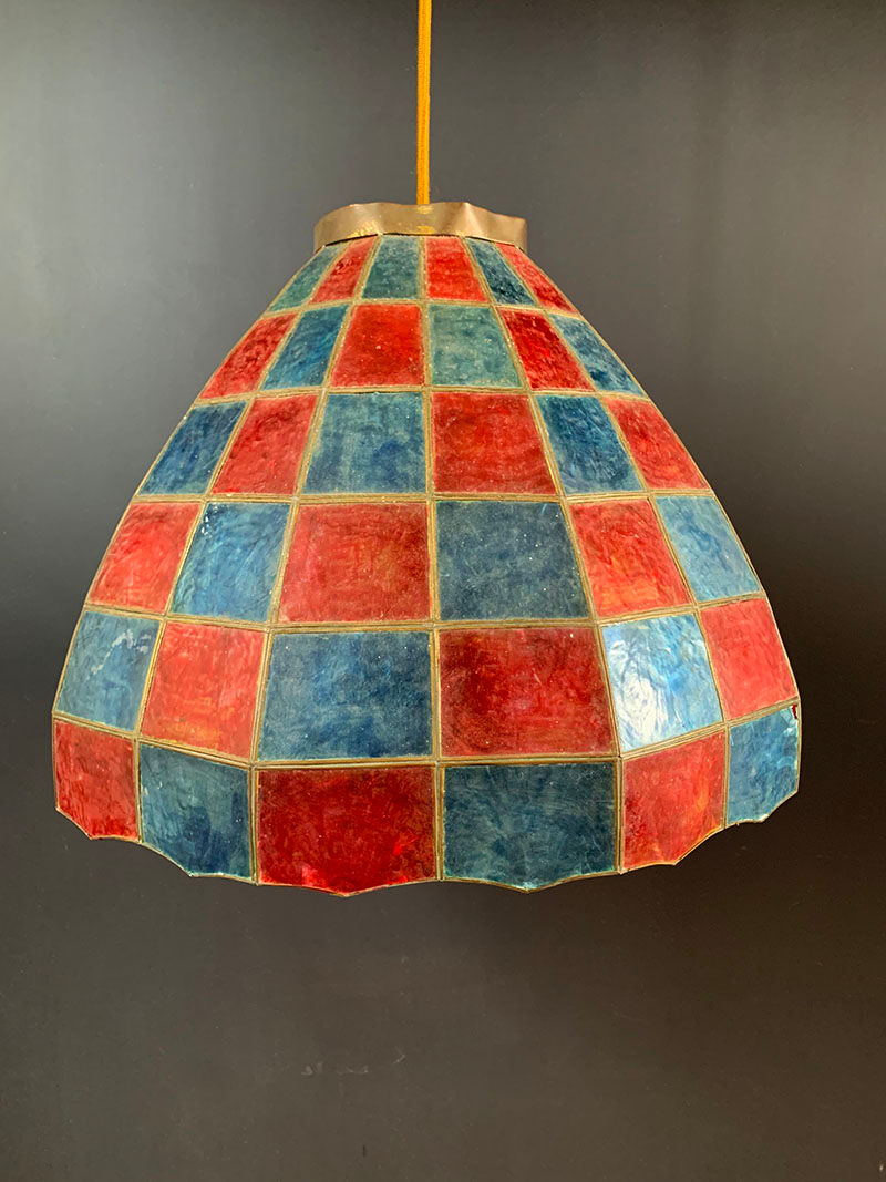 Mother-of-pearl and brass hanging lamp