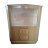 Meuble d'angle vintage avec vitrine en bois vitrifié