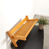 Vintage wooden wall coat rack with shelf