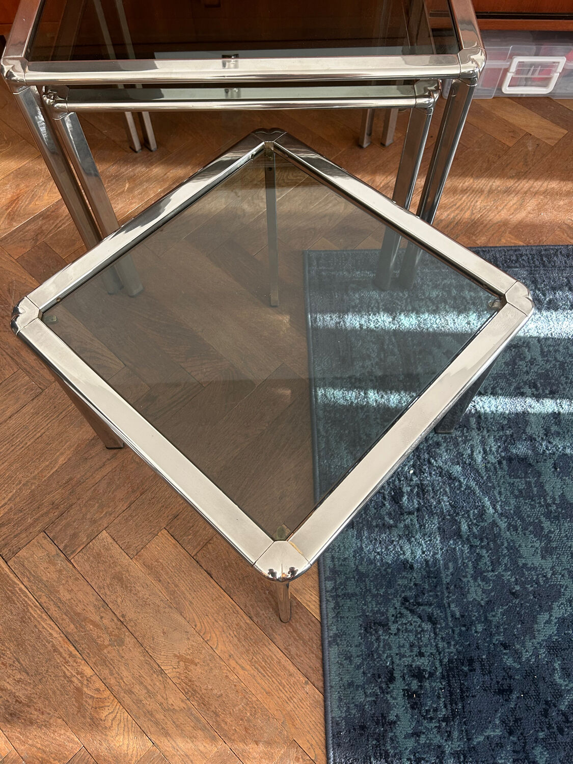 Chrome nesting tables designed and produced by Fratelli Orsenigo.