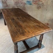 Table de cuisine réfectoire en chêne, années 1940