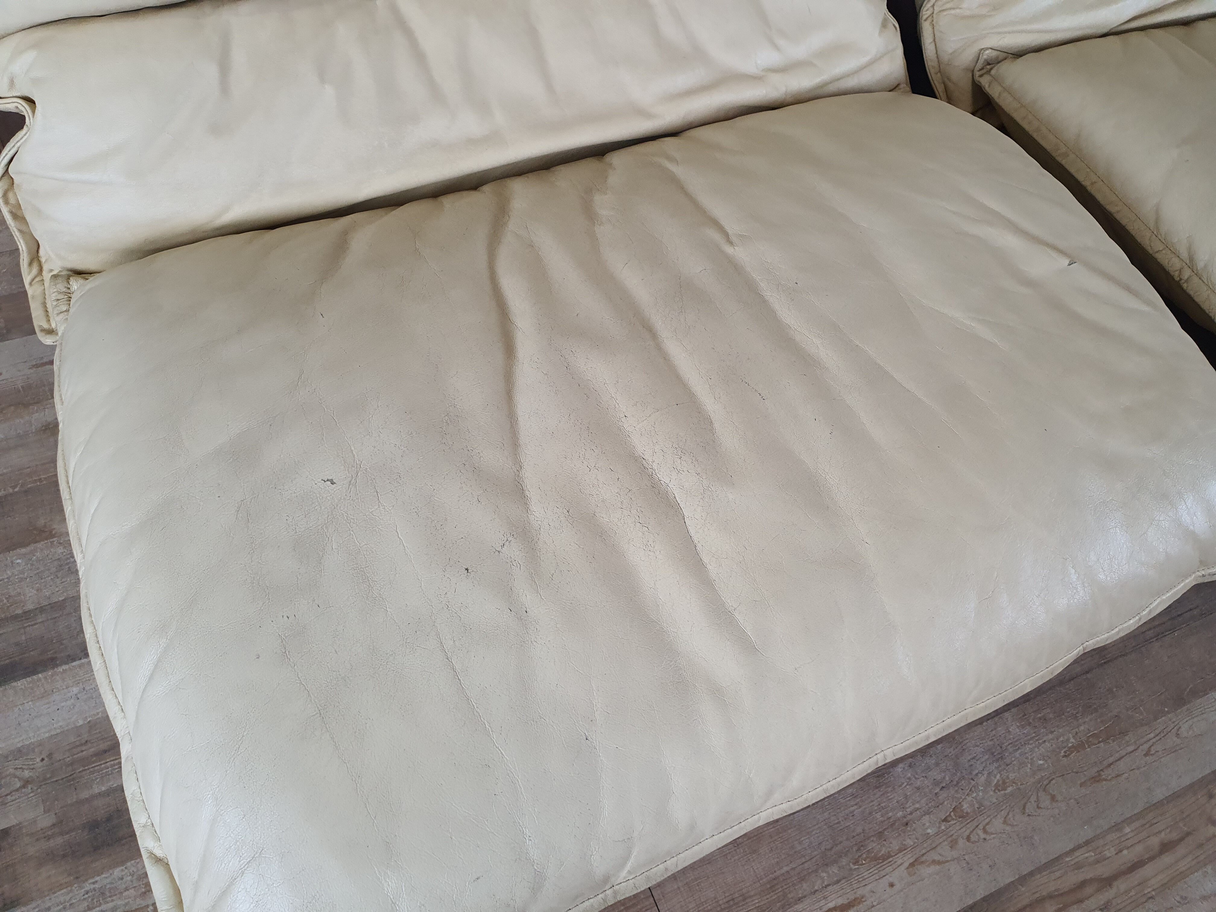 Modular sofa in leather and suede