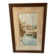 Small bridge in venice watercolor signed f. jeannin big framed early twentieth century