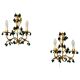 Lights, gold metal with green glass drops, Italy mid-1900s Regency.