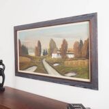 Painting „The Farmhouse on the Side”, Scandinavian design, 1970s