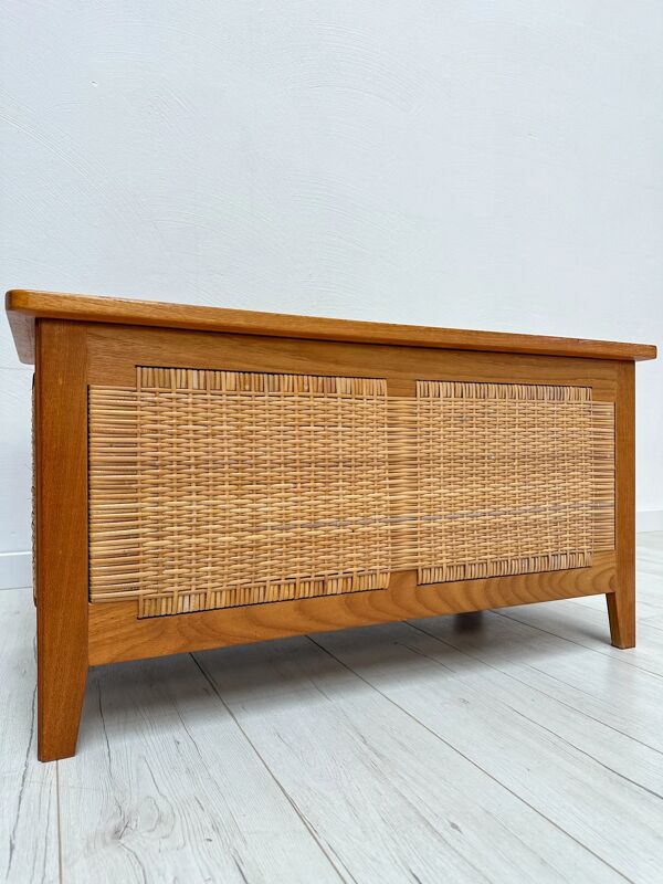Coffre à couvertures / banc de rangement vintage danois en teck des années 1960 par Kai Winding pour Poul Hundevad