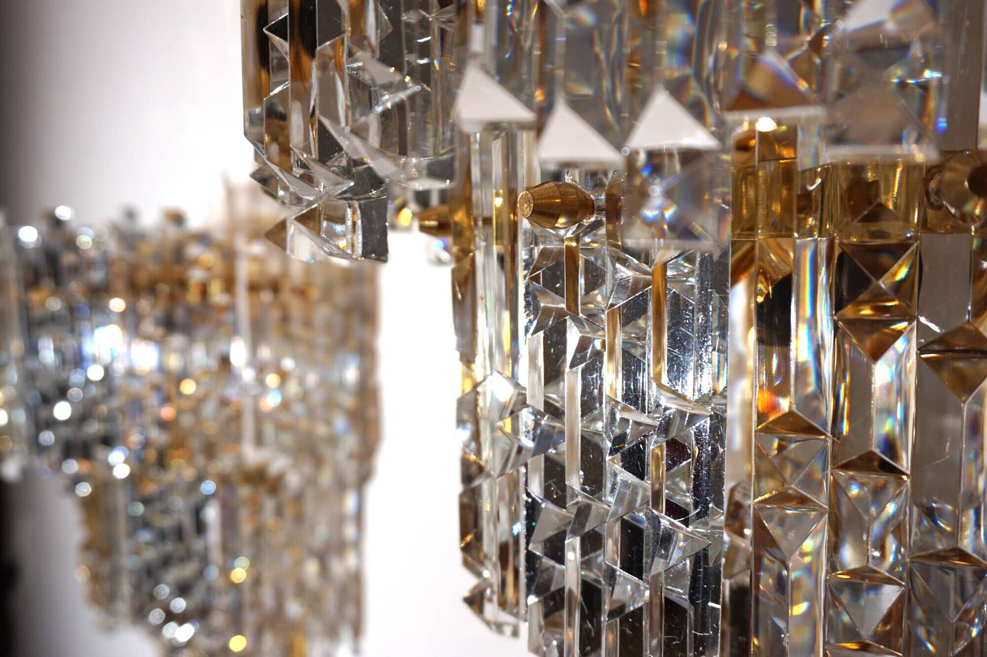 Set of 2 Kinkeldey Hollywood Regency waterfall crystal glass wall lights, 1970