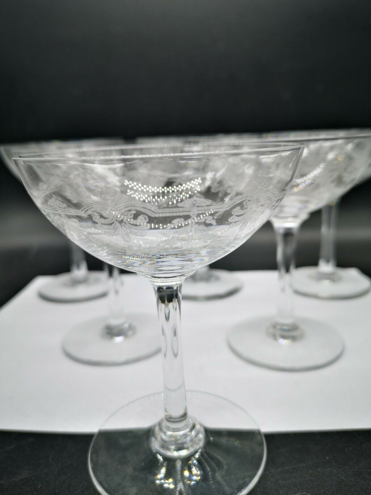 Series of 6 Champagne glasses Baccarat model Beauharnais