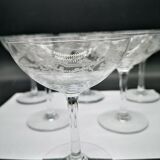 Series of 6 Champagne glasses Baccarat model Beauharnais