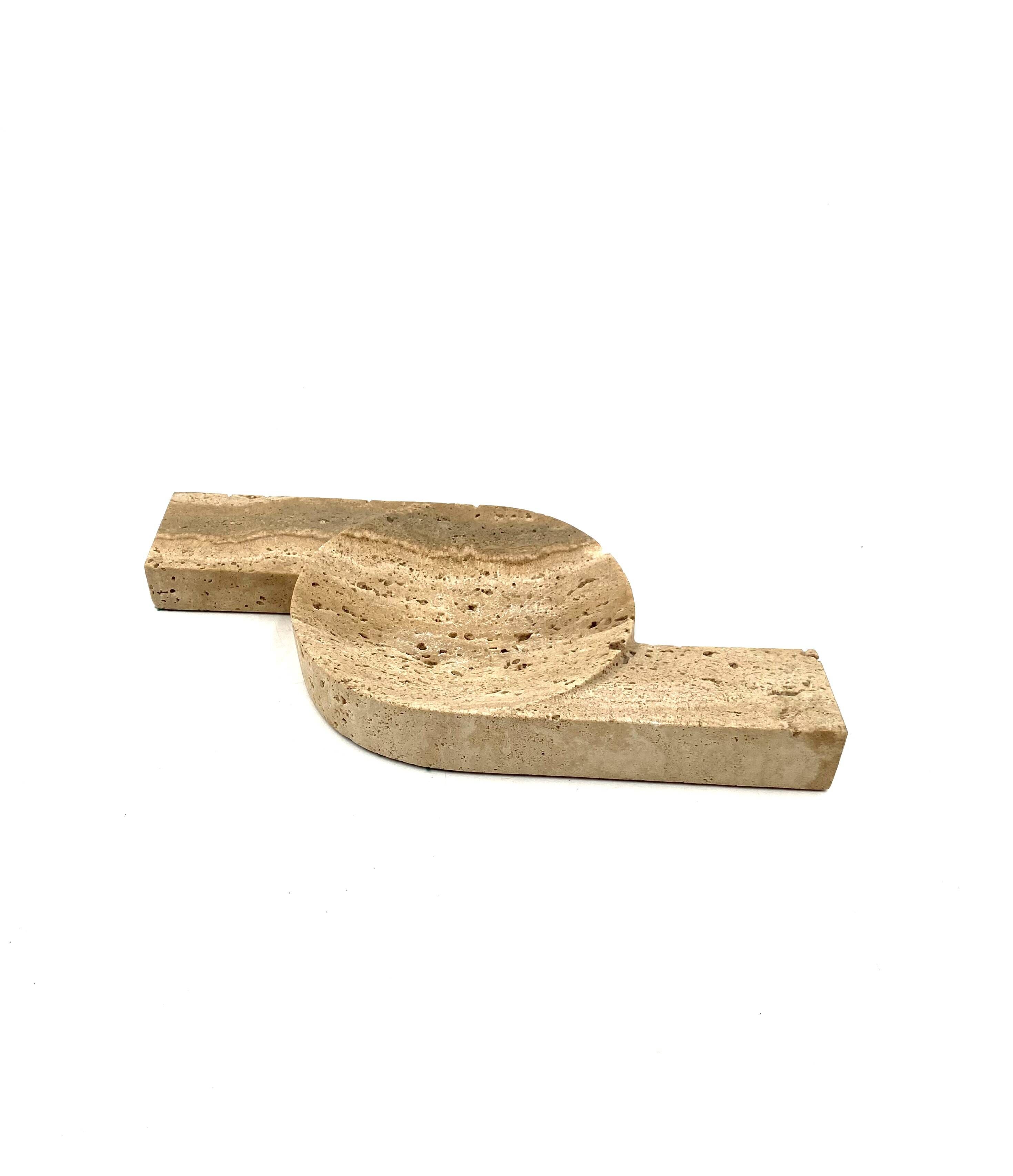 Brutalist travertine ashtray, Cerri Nestore, Italy, 1970s