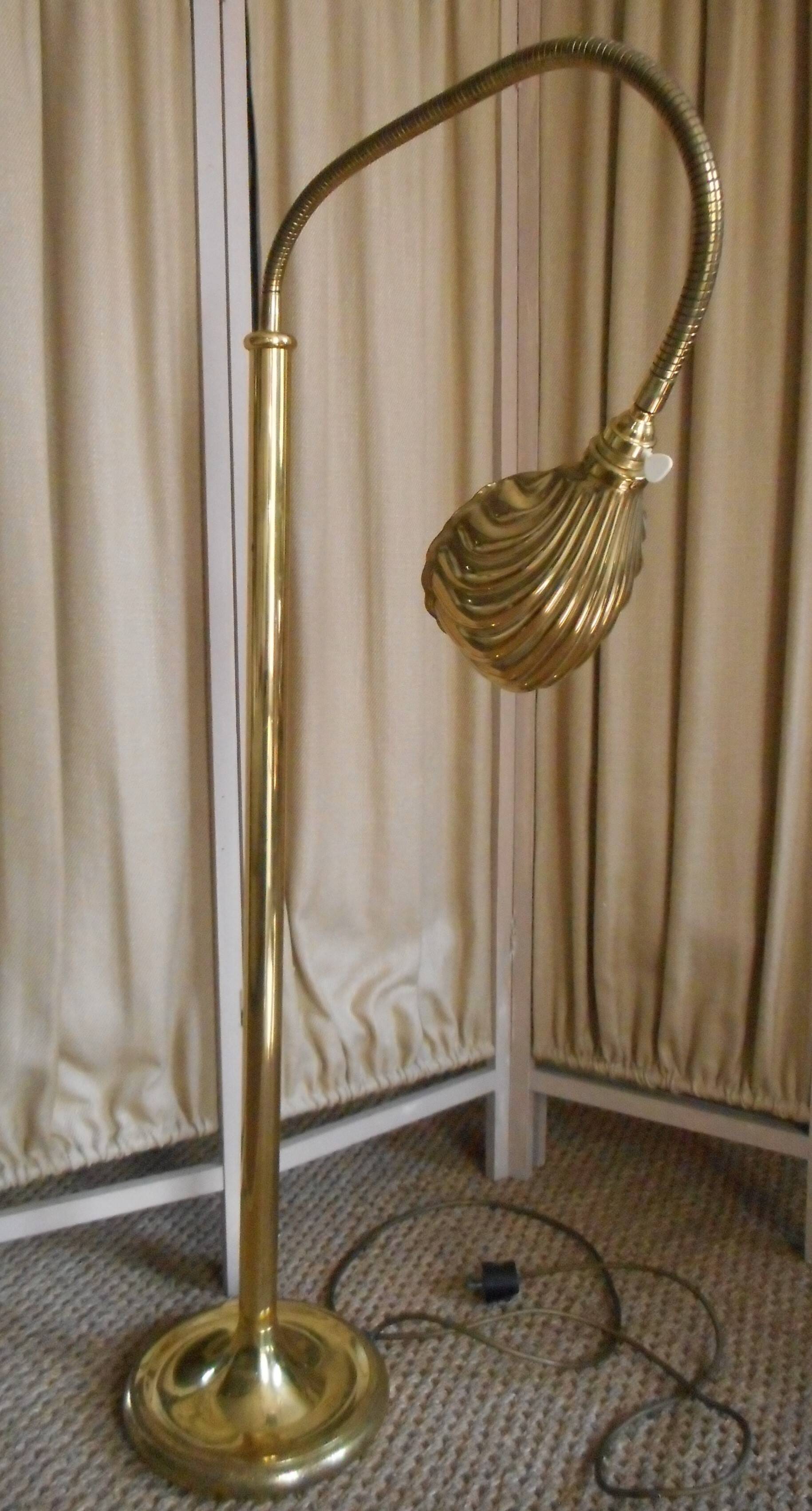 art deco floor lamp in brass shell shape flexible adjustment