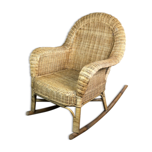 Rocking chair en rotin et bascule