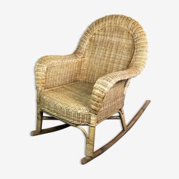 Rocking chair in rattan and bamboo rocker 1980