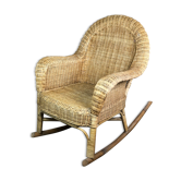 Rocking chair in rattan and bamboo rocker 1980
