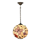 Round Tiffany pendant lamp with butterflies