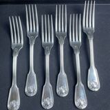 6 Christofle large shell table forks