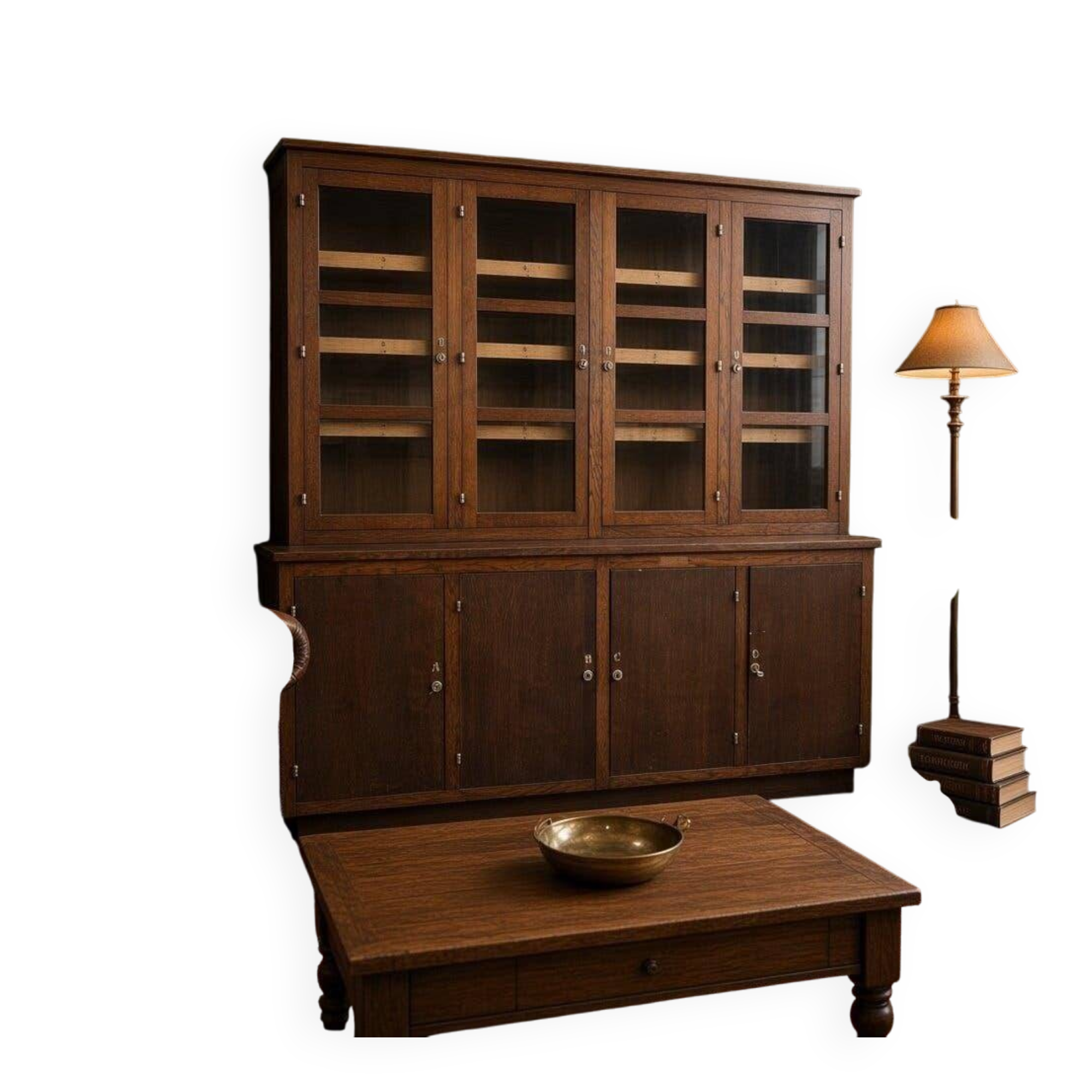Vintage XL industrial display cabinet / pharmacy cabinet / laboratory cabinet