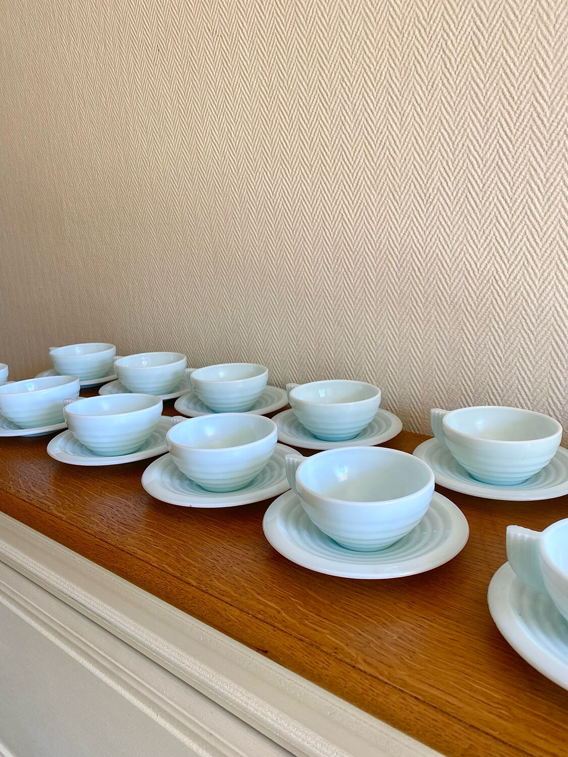Art Deco coffee service in blue opaline