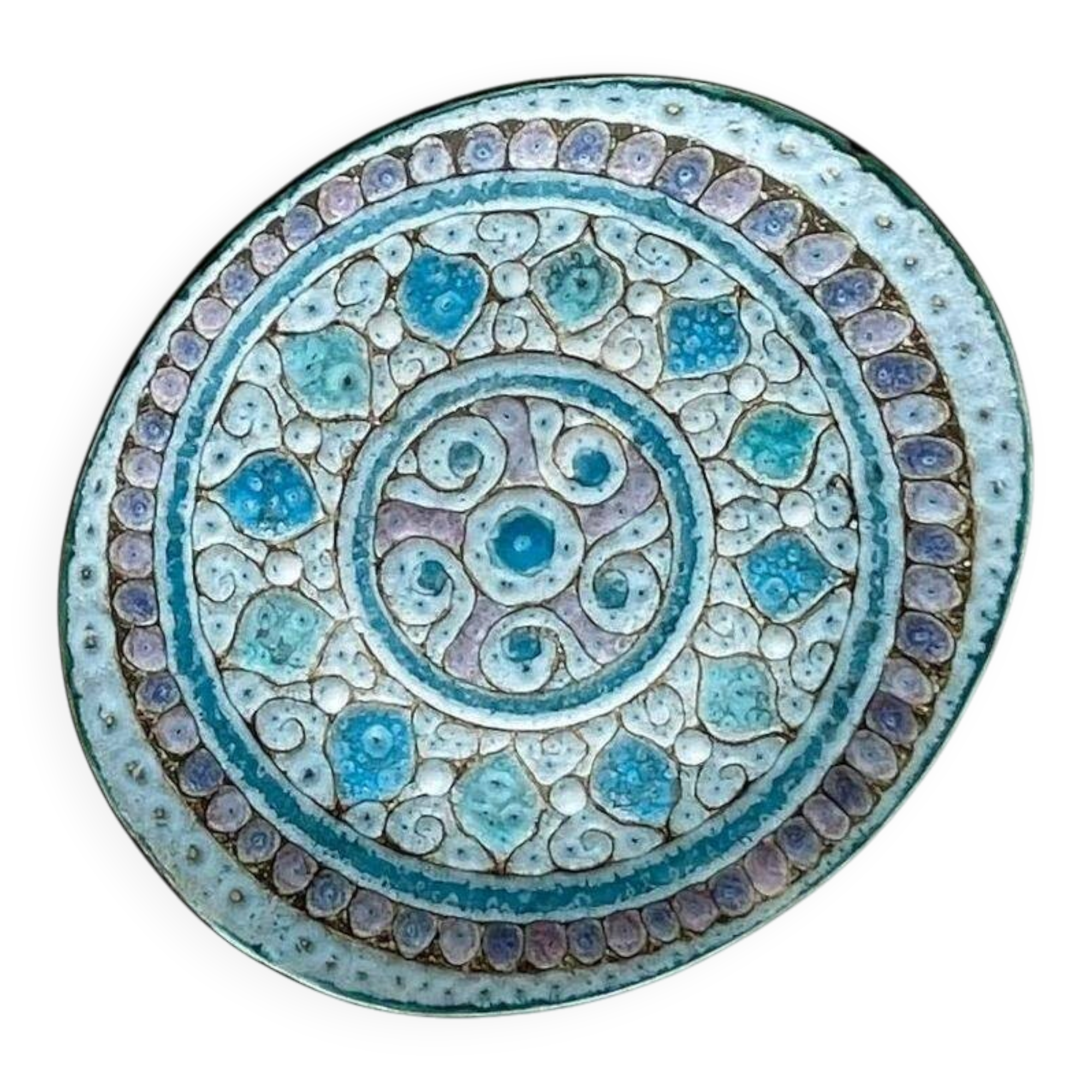 Oval dessert plate in glazed ceramic, Danuta Le Hénaff