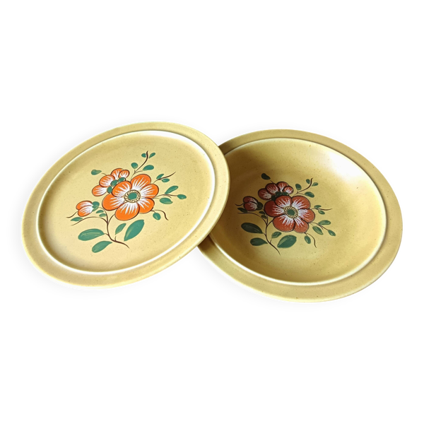 Plat et saladier en céramique française k&g luneville vintage