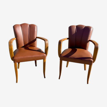 Paire de fauteuils bridge années 50