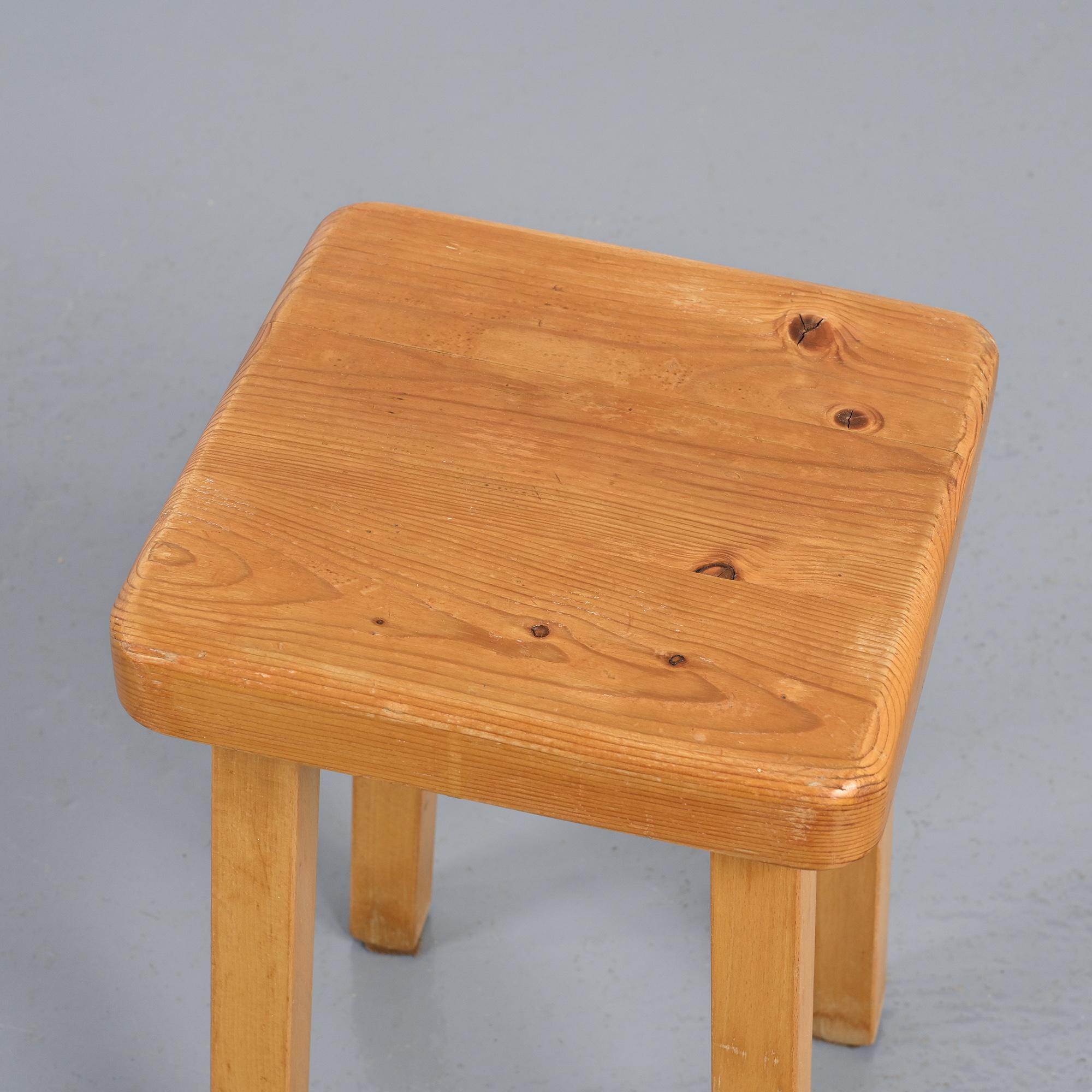 Pine stool by Charlotte Perriand, Les Arcs, France