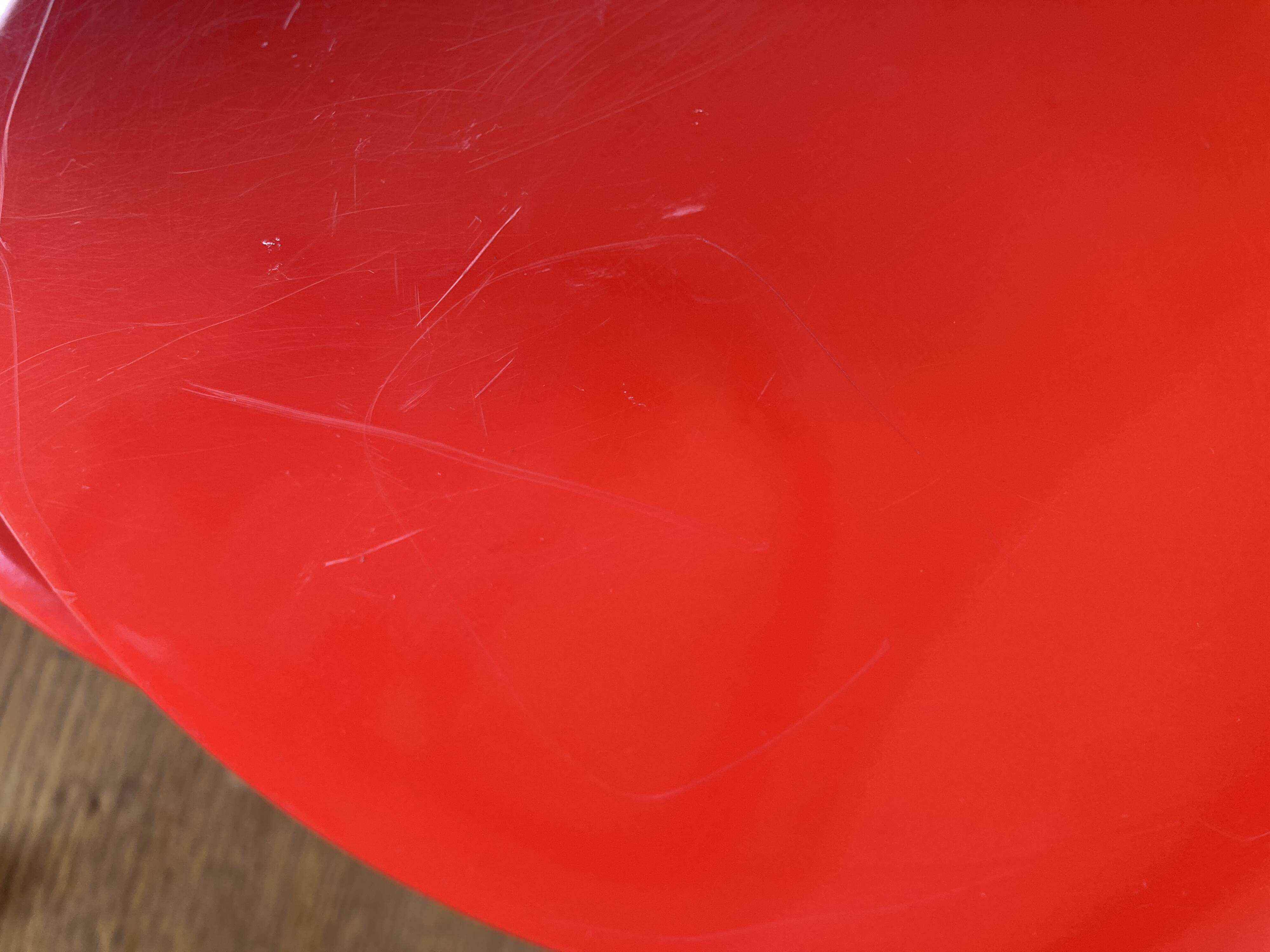 Stelton Denmark ice bucket in red ABS, Space Age pop 1960.