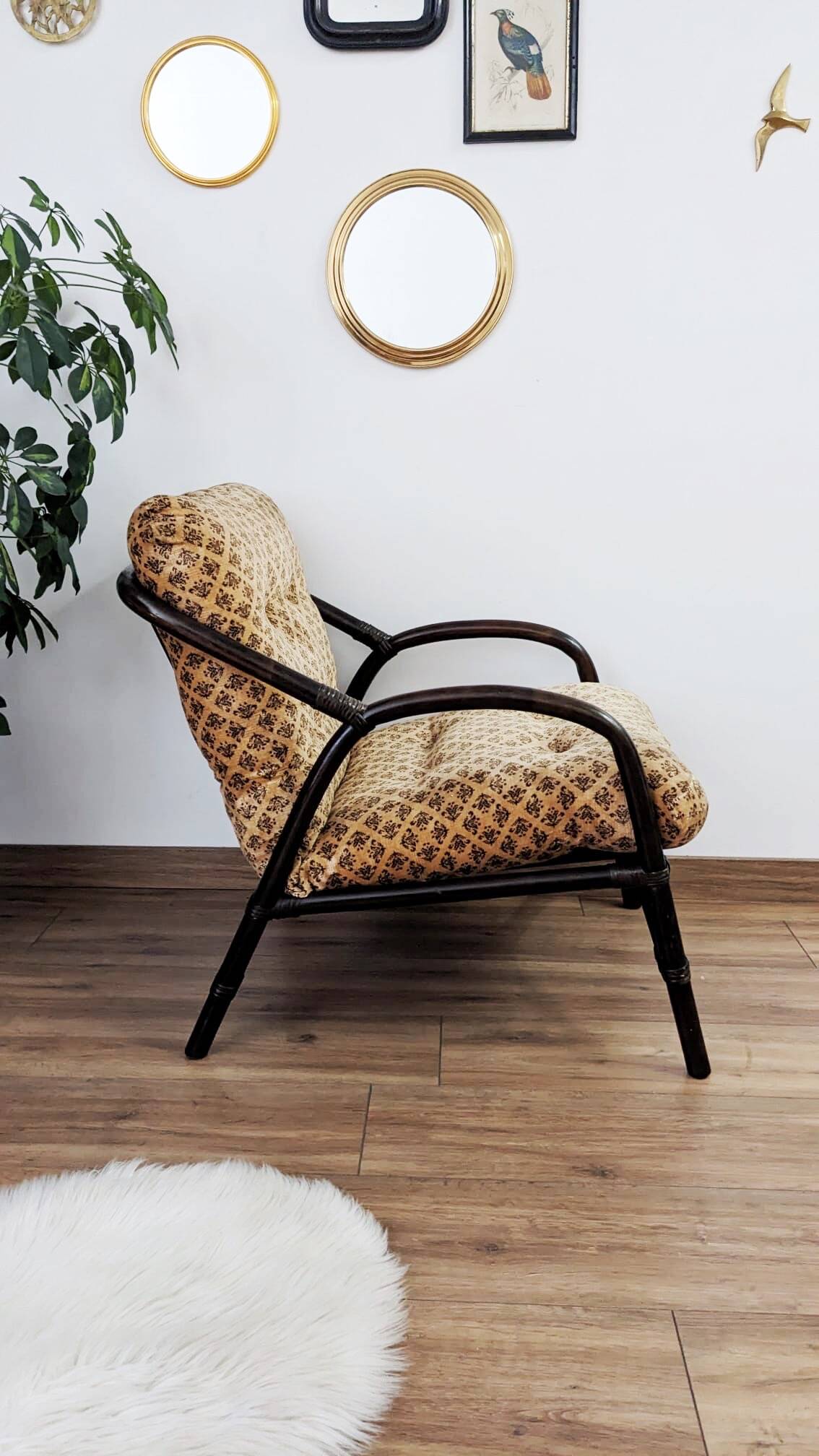 Vintage bamboo and rattan armchair