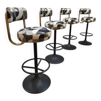 Tabourets de bar Cobra au design suédois vintage Borje Johanson « Design géométrique »