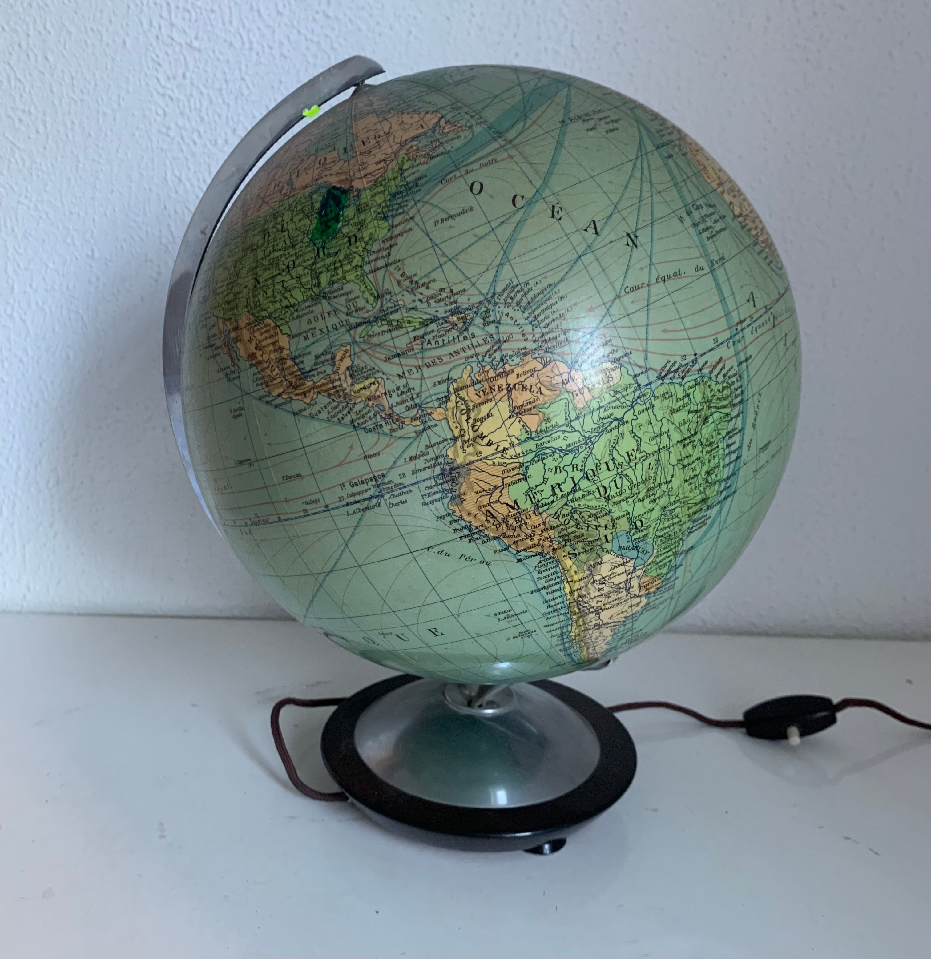 Globe vintage 1950 terrestre verre Colomb édition politique mappemonde - 34
