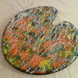 DISH IN THE SHAPE OF A PALETTE abstract decoration modernist faience POET LAVAL DROME 50's