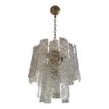 Contemporary Murano Glass "Hammer Listello" Chandelier With Gold Metal Frame