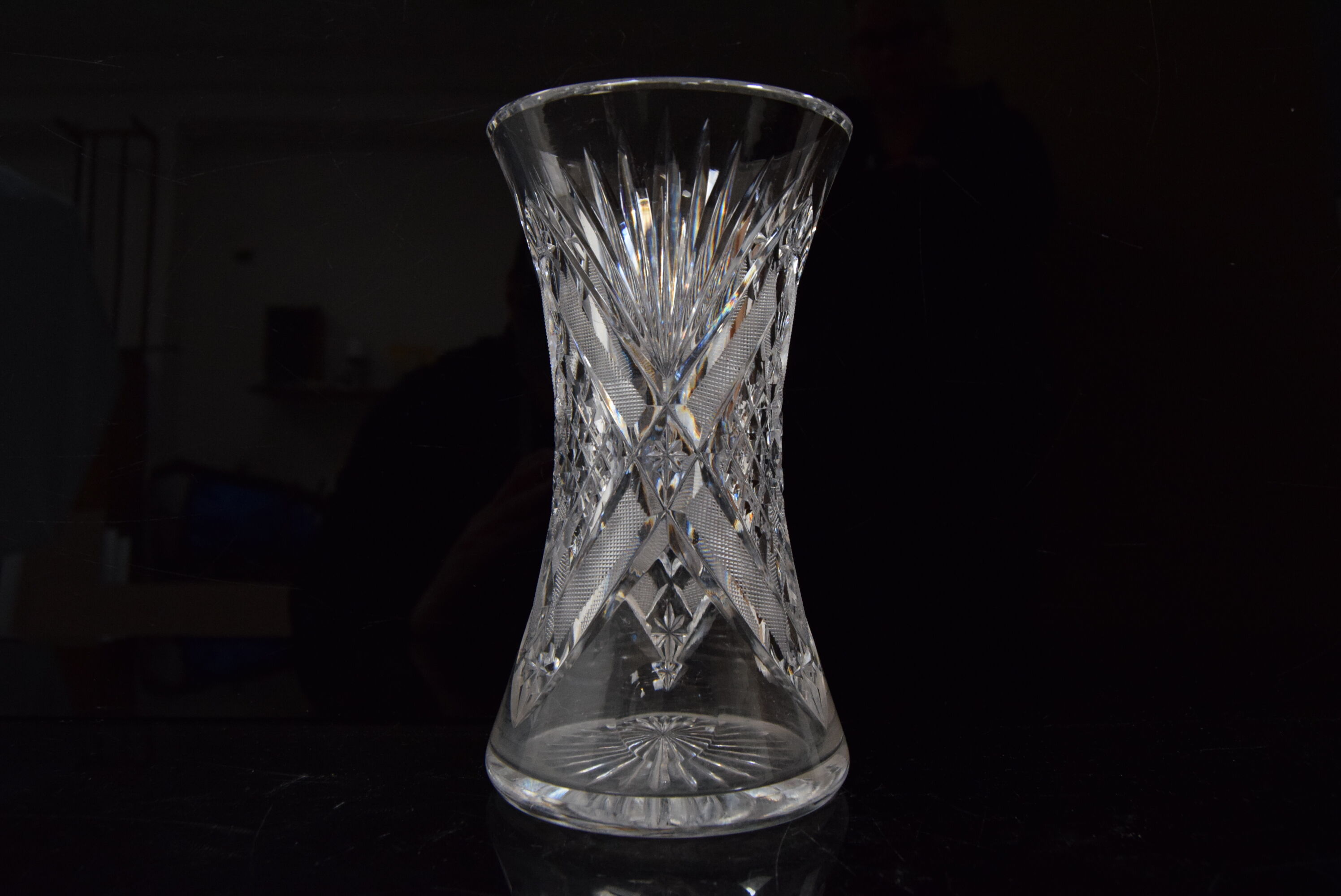 Vase Crystal Glass,Bohemia in the 1960's