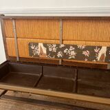 Provençal rustic wood and straw bench