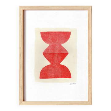 Peinture sur papier "Totem" rouge signée Eawy
