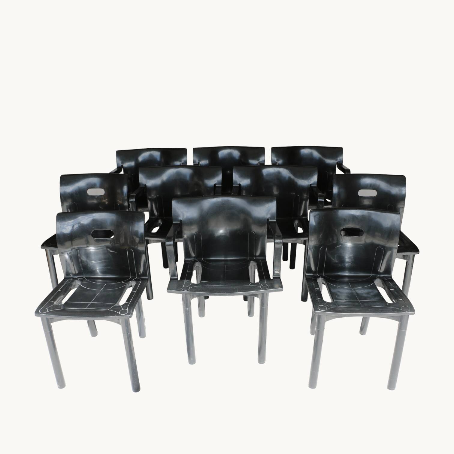 A set of chairs and armchairs, Anna Castelli for Kartell, Italy, 80s.