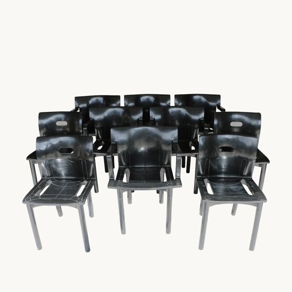 Un ensemble de chaises et fauteuils, Anna Castelli pour Kartell, Italie, 80