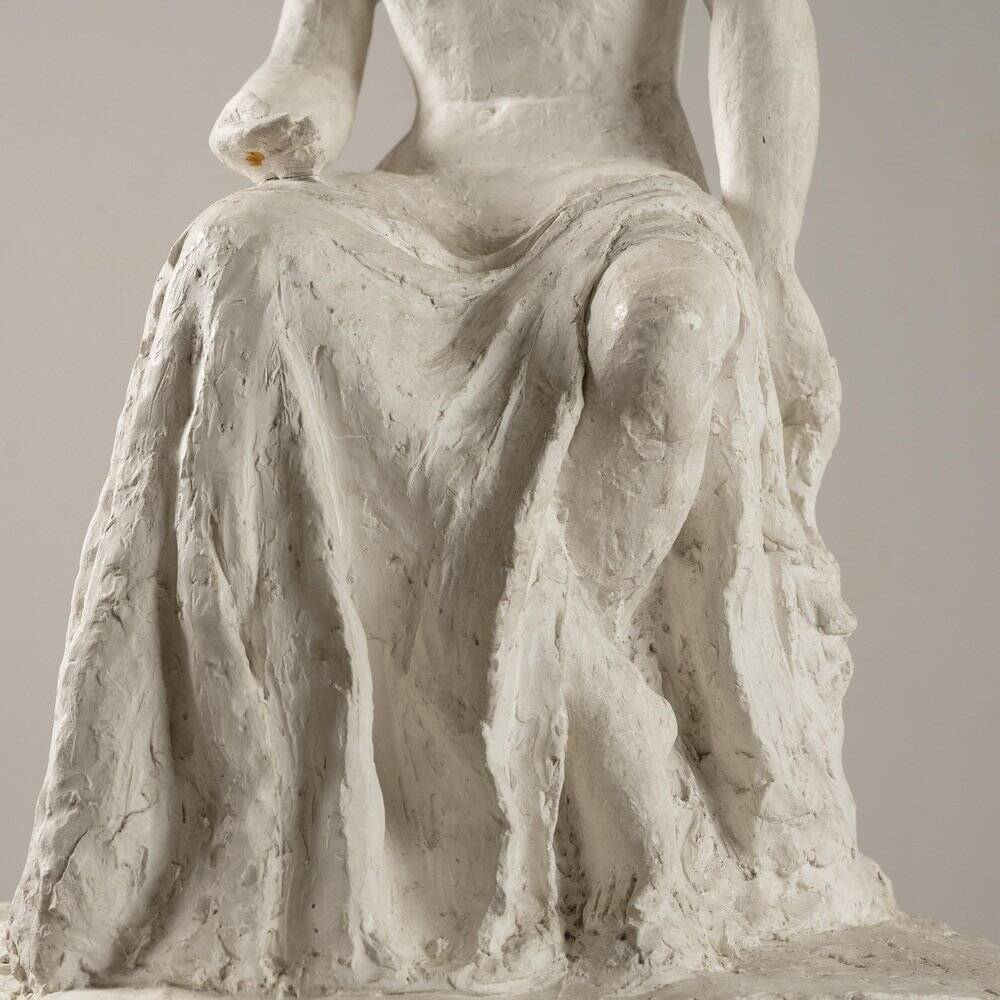 Gertrude Bret, Woman Sitting, 1900s, plaster sculpture
