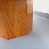 Vintage round pine coffee table from the 70s