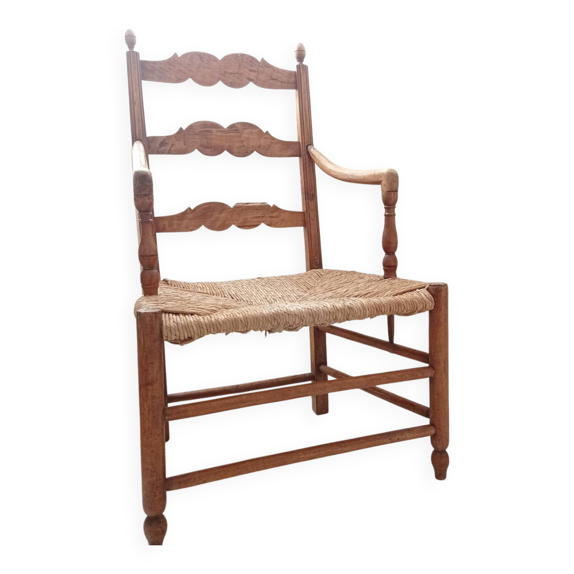 Straw country armchair