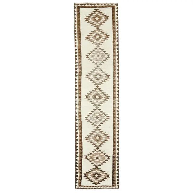 1970s Vintage Turkish Hand-Knotted Wool Cotton Red Runner Rug 83x363