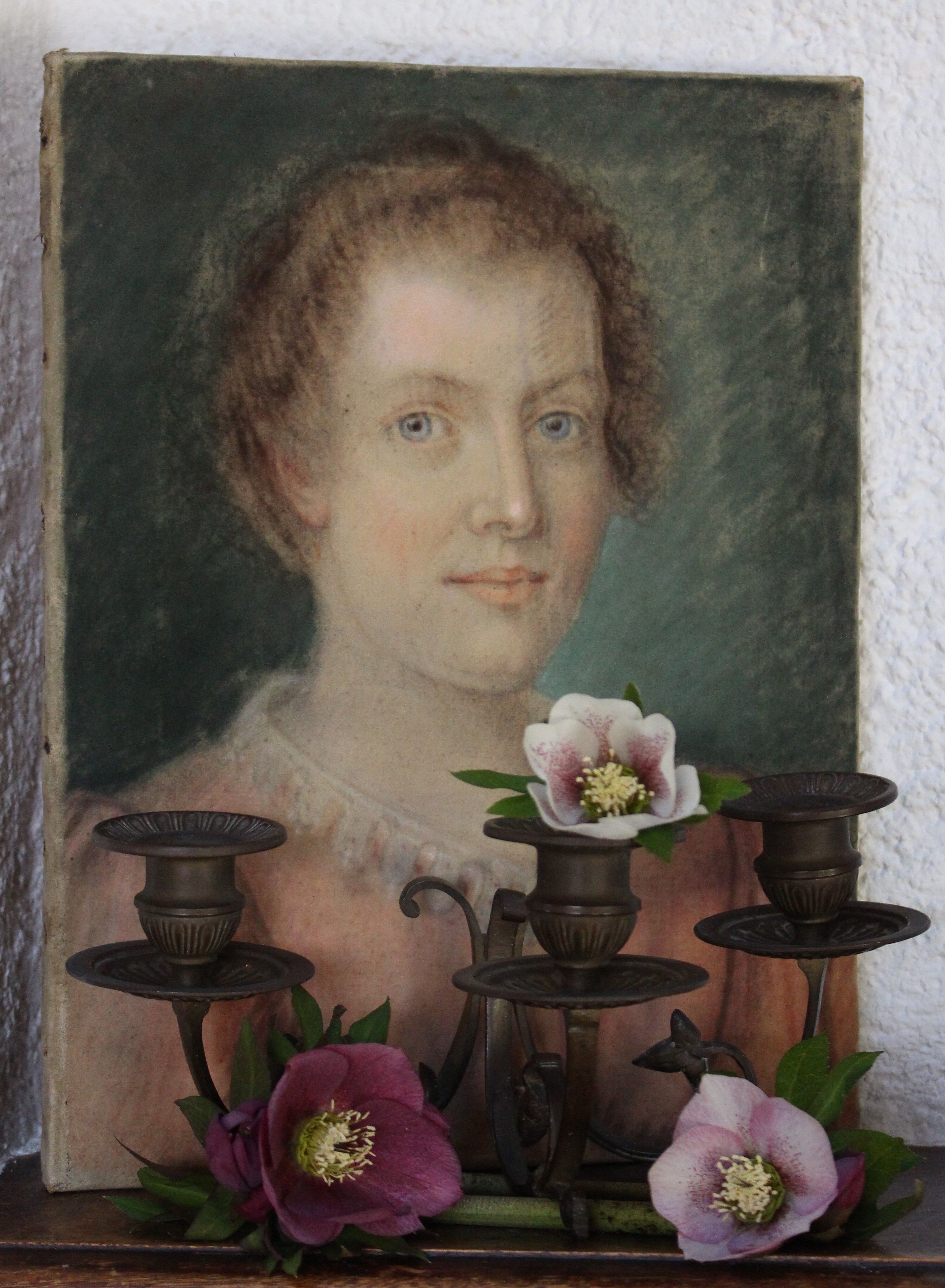 Pastel XIX portrait d'une jeune femme