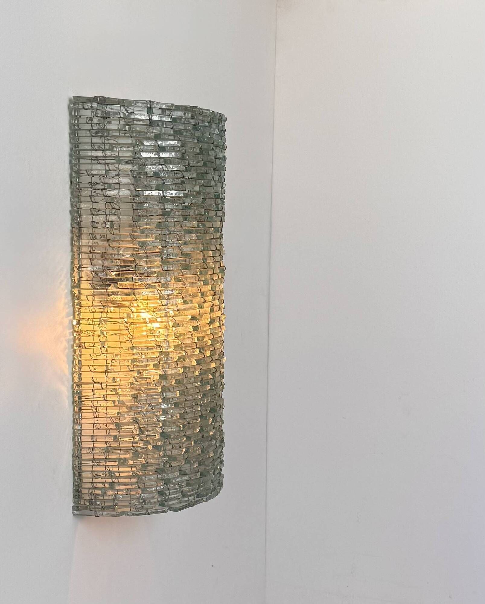 Vintage XL glass and metal wall light, France 1960