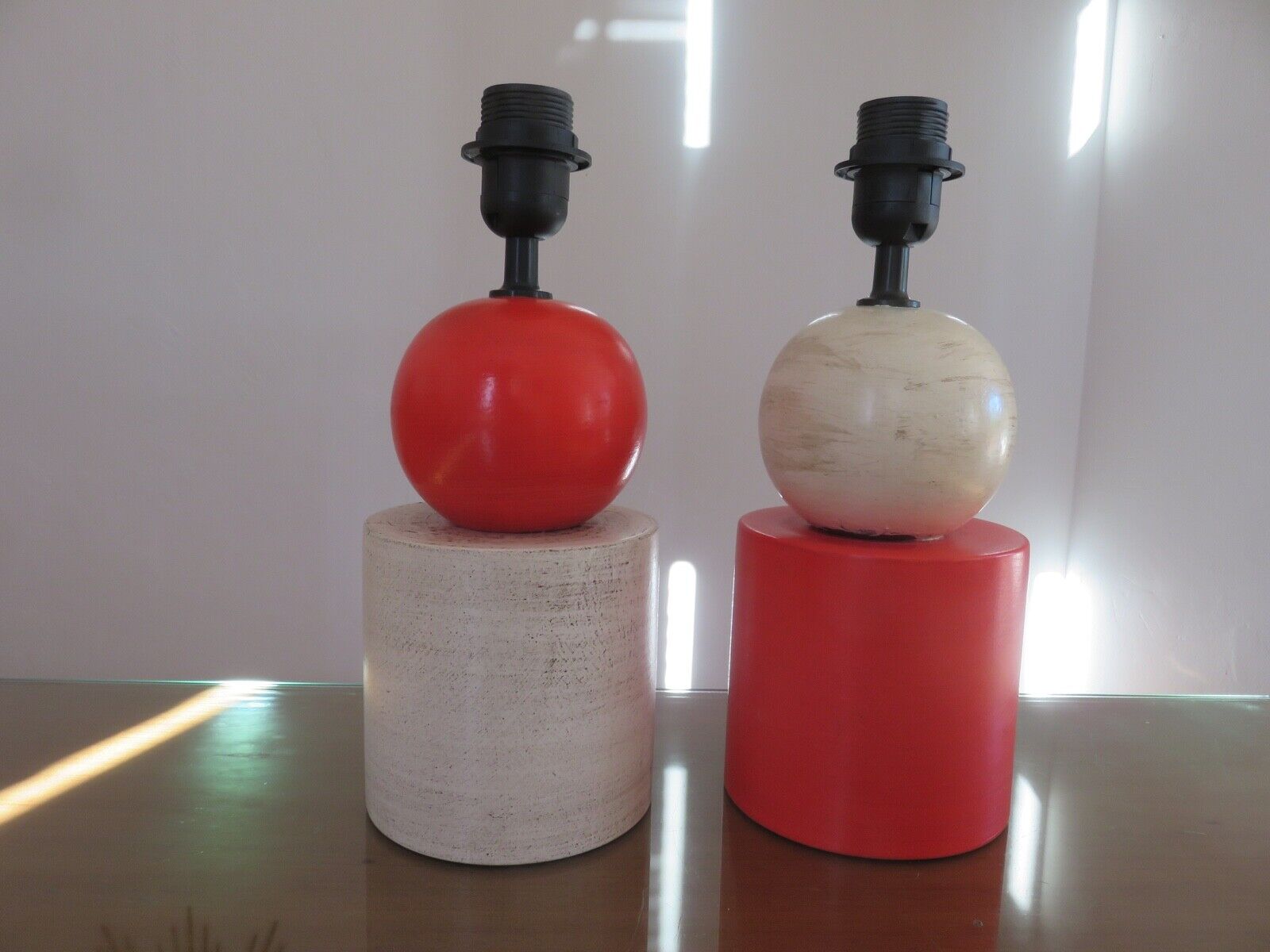 Paire de pieds de lampes en céramique années 80