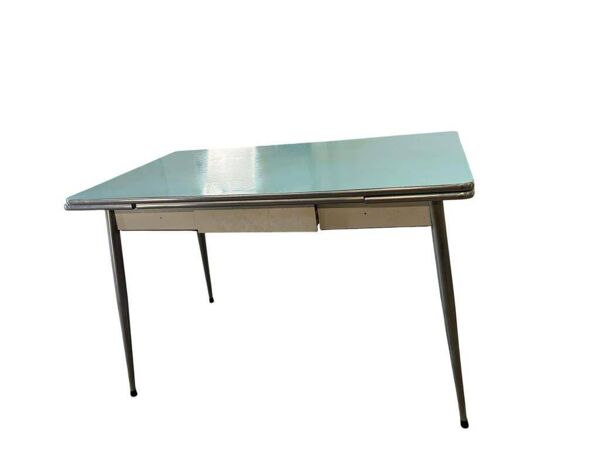 Table à manger extensible vintage en Formica bleu ciel
