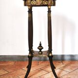 Napoleon III style side table in solid walnut, onyx top and details.