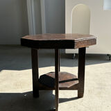 Pedestal table or small octagonal side table quadripod base with modernist spacer